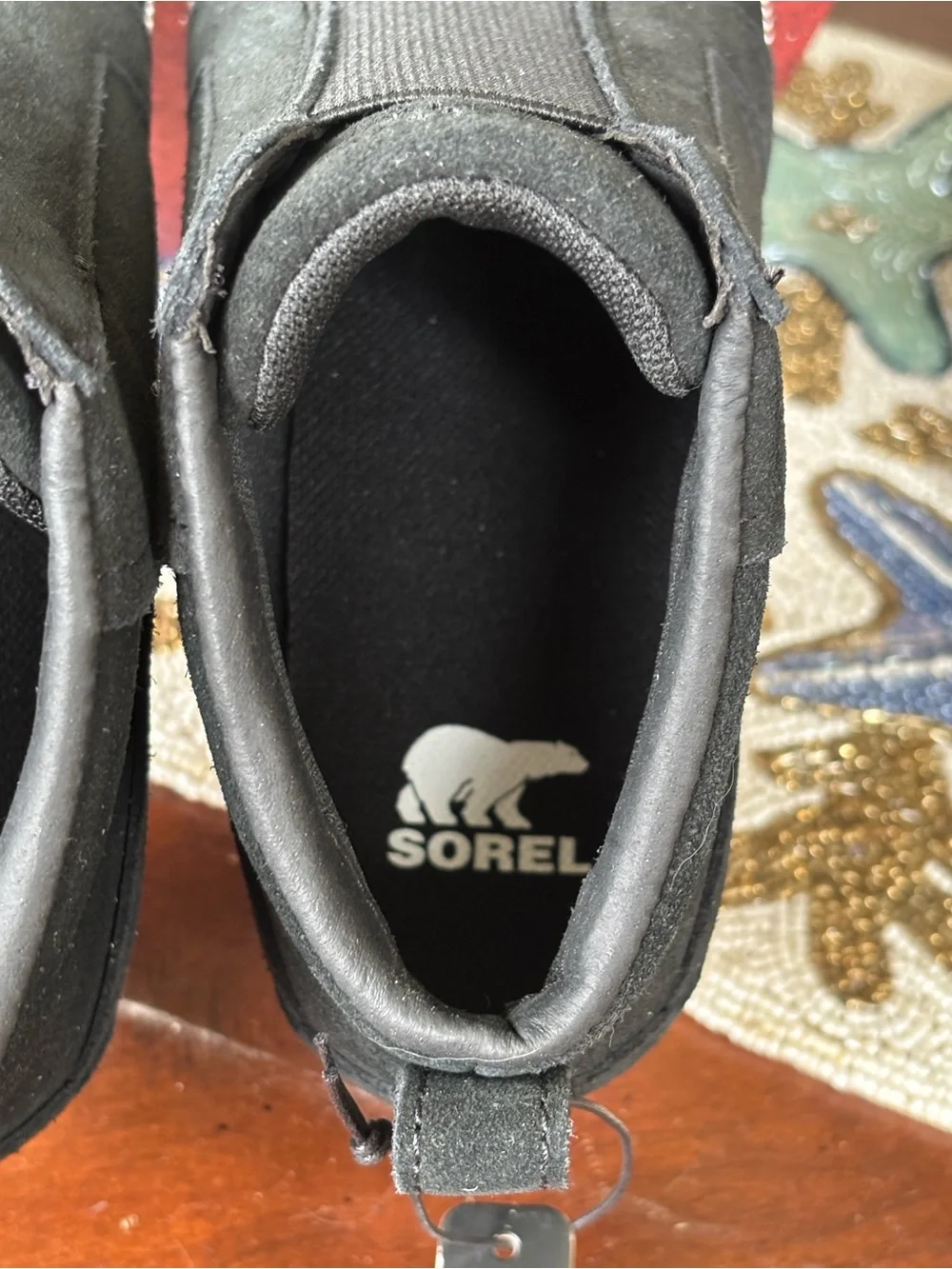 NIB Sorel Out 'N About Pull On Wedge Boots Black Genuine Suede Waterproof Ankle
